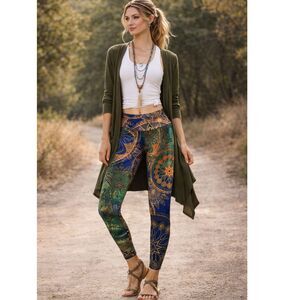 Goddess Mandala Print Leggings One Size Fits Most NWOT